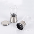 glass manual salt and black pepper mill grinder
